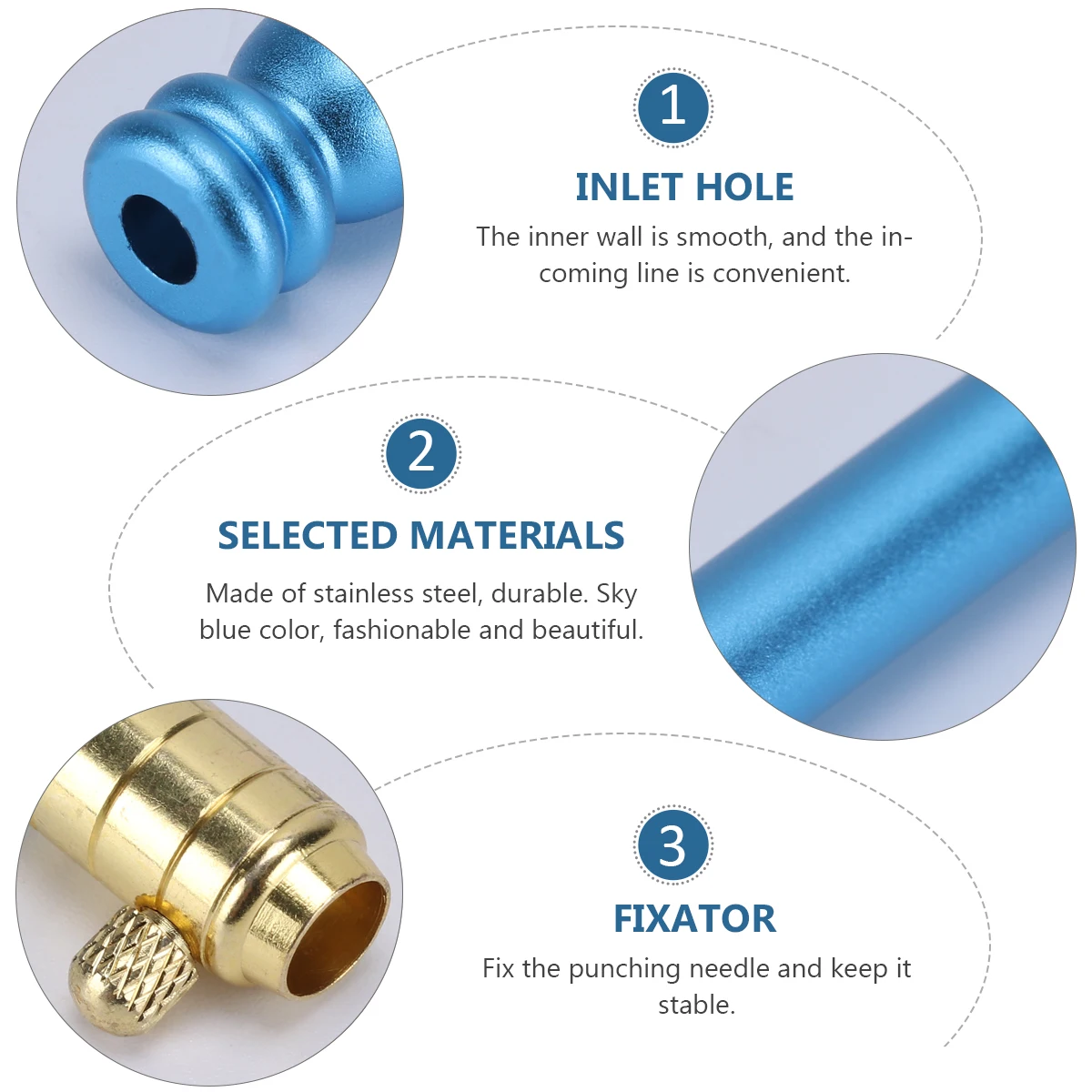 

5Pcs Punch Needle Embroidery Pen Threader Kit Ergonomic Handle Stainless Steel Smooth Sewing Tools for DIY Curtains Pillowcases