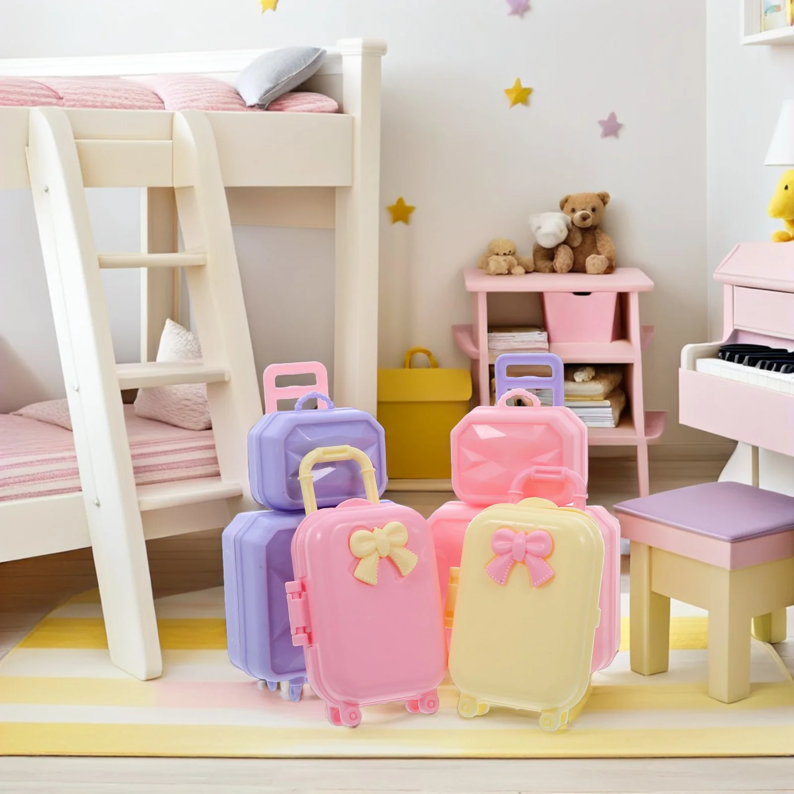 4 stuks mini-bagage 30 cm opbergkoffer voor poppenhuis decor levendige stijlvolle organisator buitenavontuur kinderspeelgoed opbergdoos