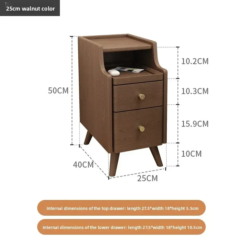 Household GoodsExtremely Narrow Bedside Table Solid Wood Bedside Storage Cabinet Small Bedroom Home Bedside Table