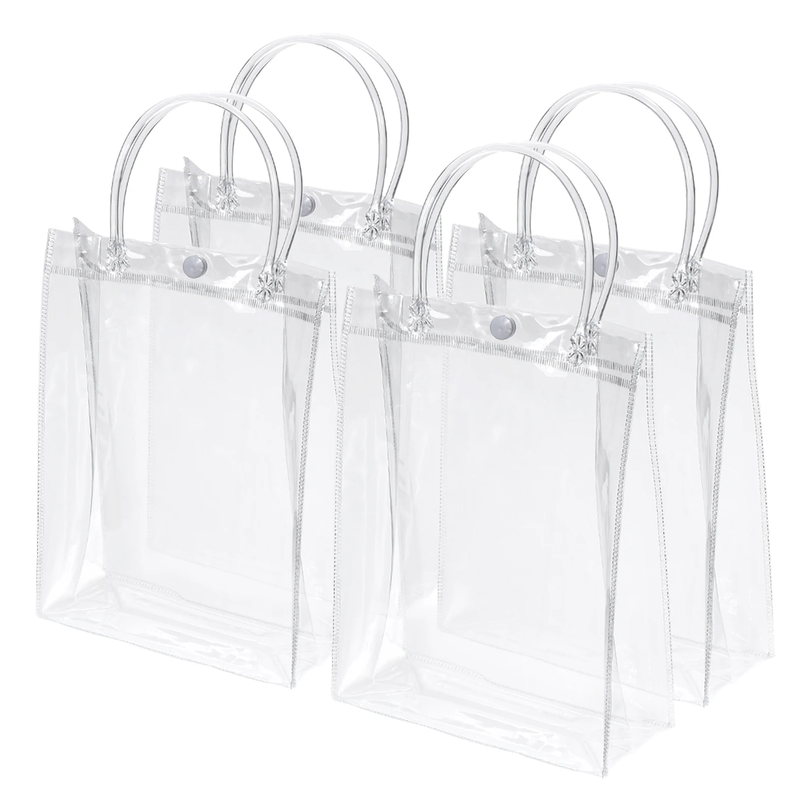 Paquete de 40 bolsas de regalo de PVC transparente, Mini bolsa de mano de plástico transparente reutilizable para envolver regalos con asas para compras, fiestas y bodas