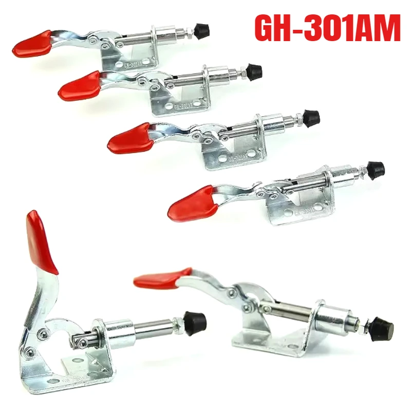 Abrazadera de palanca de GH-301AM de 45Kg, abrazaderas de acción de tracción de liberación rápida, abrazaderas de tipo Vertical/horizontal, herramienta manual de barra en forma de U para carpintería