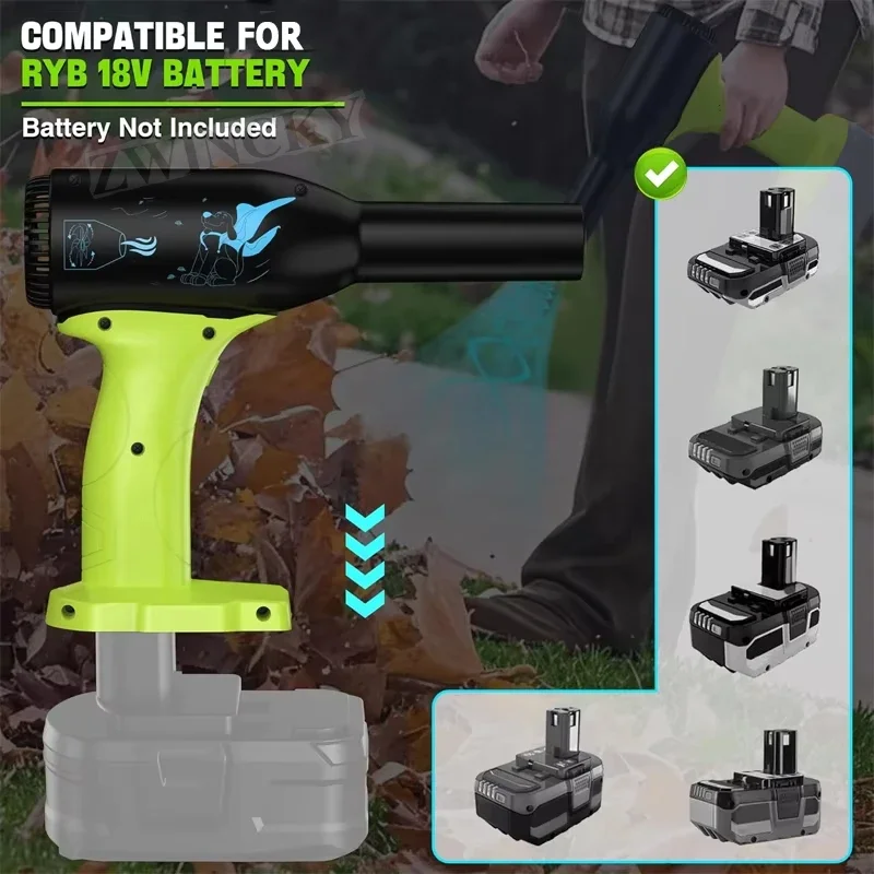 Soplador de chorro Turbo inalámbrico, ventilador de polvo eléctrico de mano, Mini soplador seco de chorro para Ryobi 18V ONE + batería P102 P103 P122 P104 P105