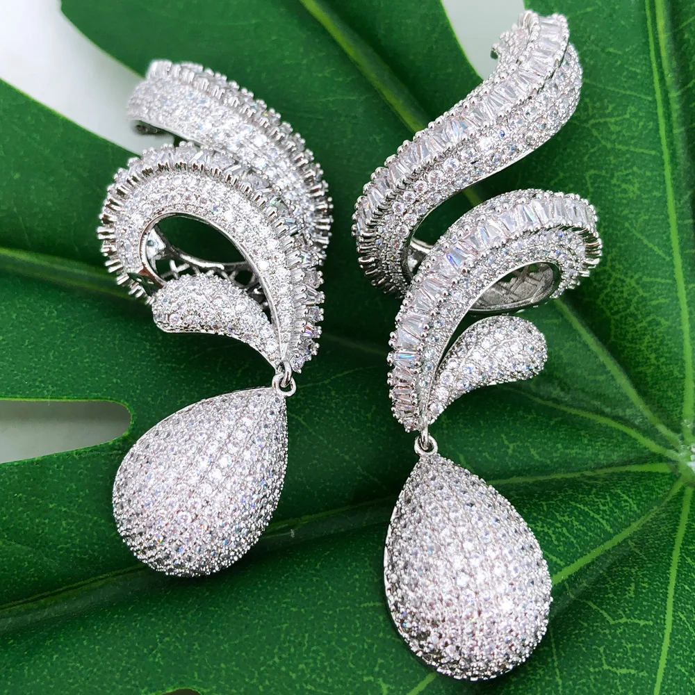 

Missvikki Shiny Full CZ Earrings Fashion Jewelry High Quality Luxury Gorgeous Cross Pendant Earrings For Women Wedding Party
