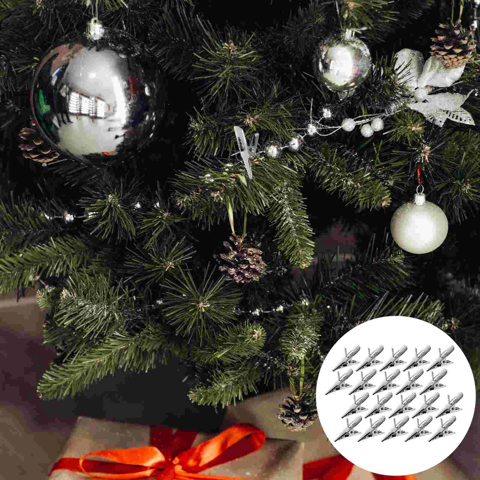 50 Pcs Halloween Outdoor Decorations Clip Xmas Supplies Christmas Clips Metal Tree Silver Toddler