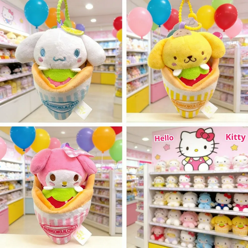 

13cm Sanrio Plush Dolls Cute Cartoon Ice Cream Series Kuromi My Melody Pochacco Plushie Soft Stuffed Animal Toys Pendant Gift
