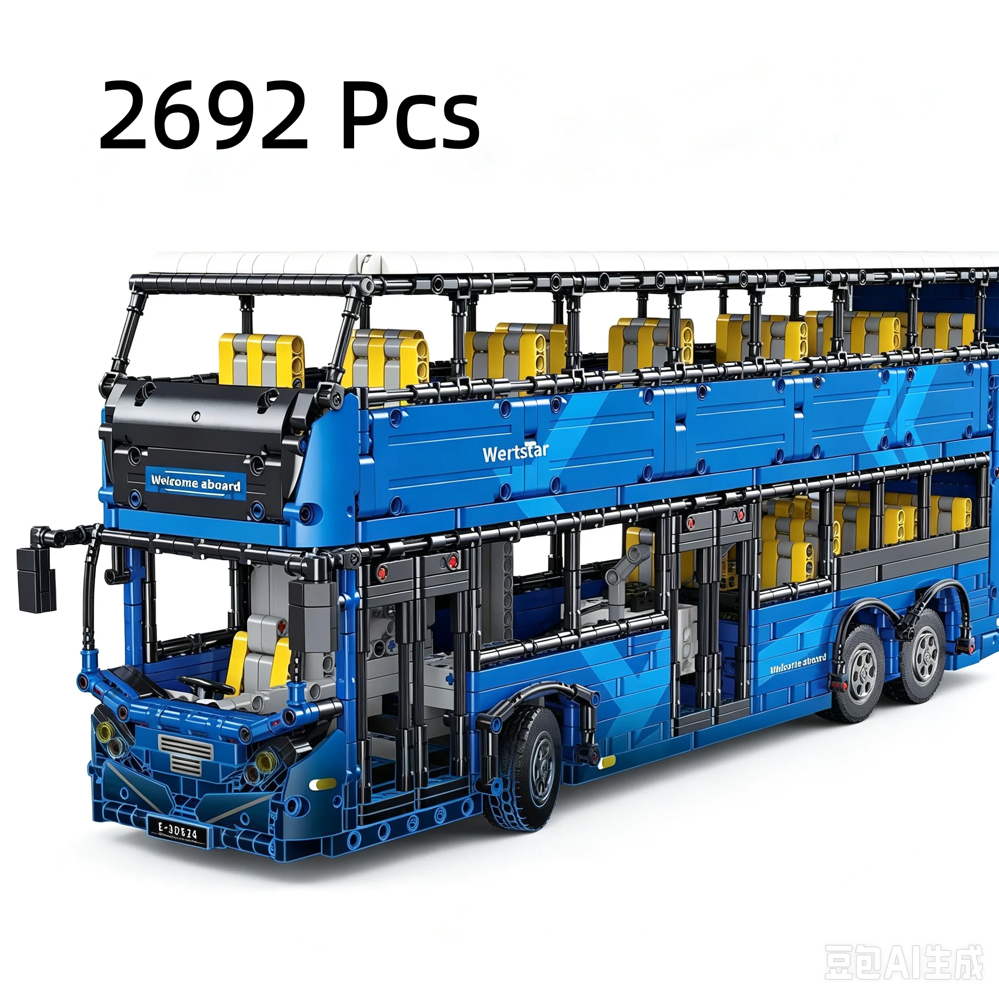 66619 Large Double Deck Bus Building Blocks Model Small Particle DIY Assembly Vehicle Collectible Desktop Display Gift for Teens