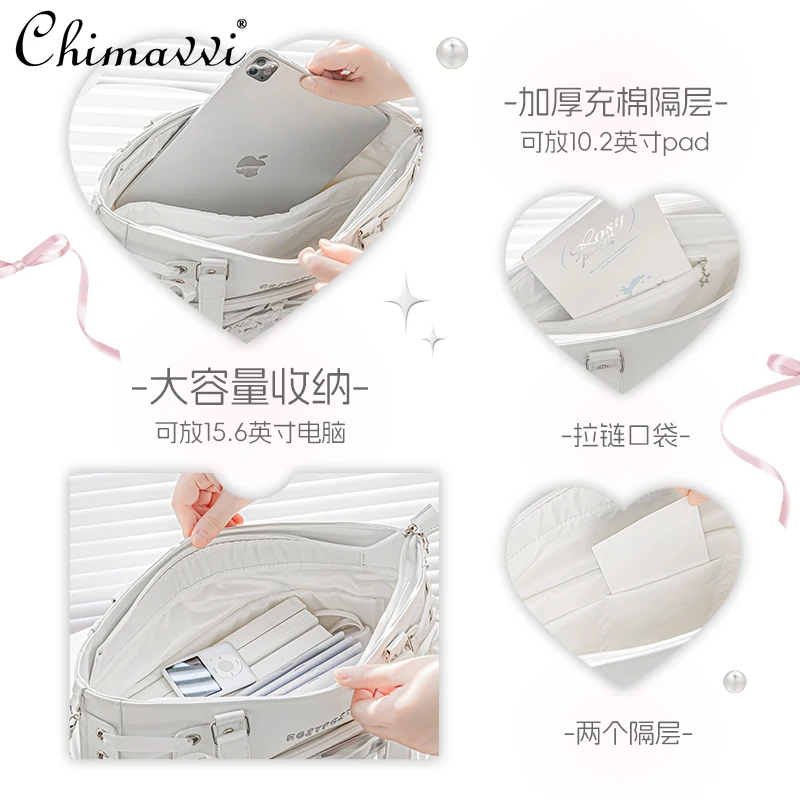 Original Japanese Sweet Single Shoulder Bag 2025 New Student Cute Large Capacity Ribbon Versatile Girl Lady Handbag