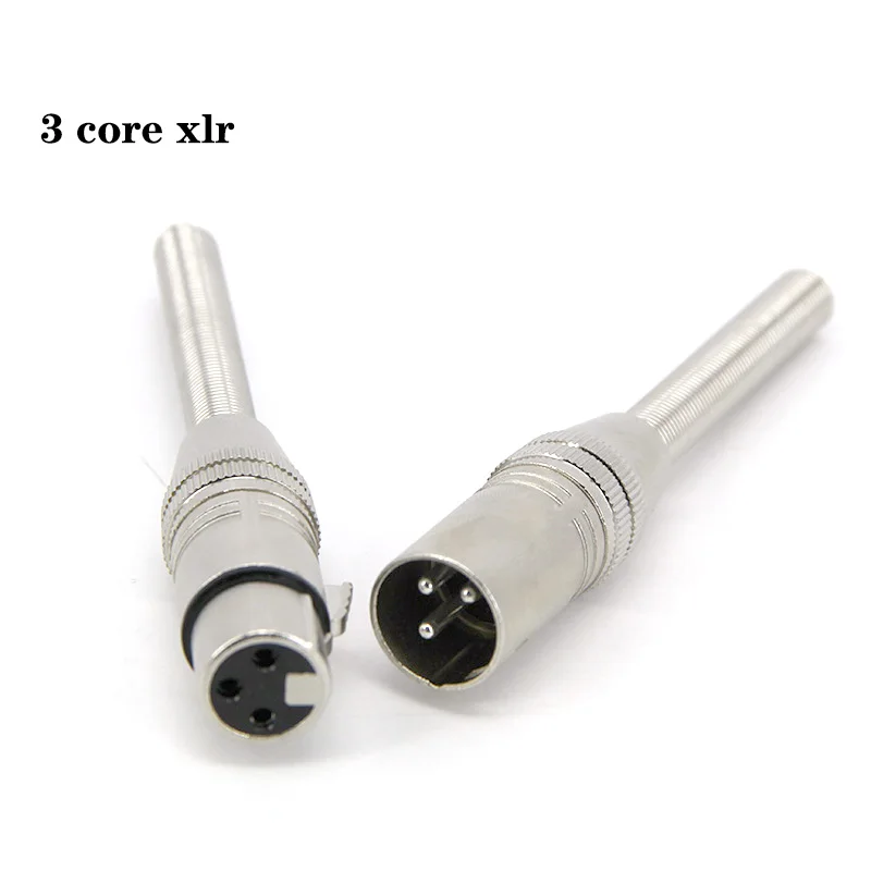 long metal 3 core XLR 3pin card smashing pin male female spring head long balanced sound box microphone connector plug t1