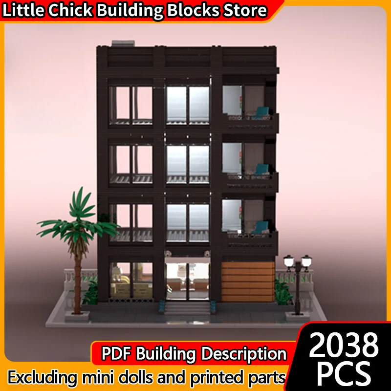 City Street View Model MOC Building Bricks Modern Stackable Hotel Modular Technology Children Holiday Gifts Assemble Toys Suit