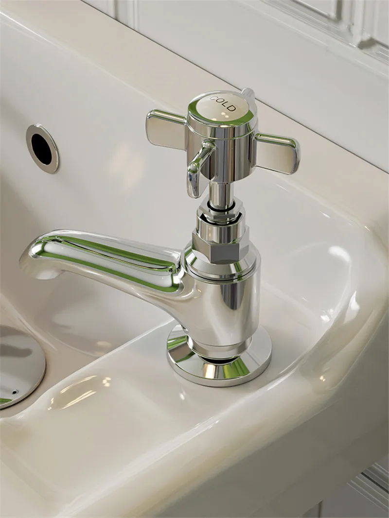 French Retro Small-sized Wall Mounted Washbasin, Classical Double Faucet Small Unit Bathroom Washbasin