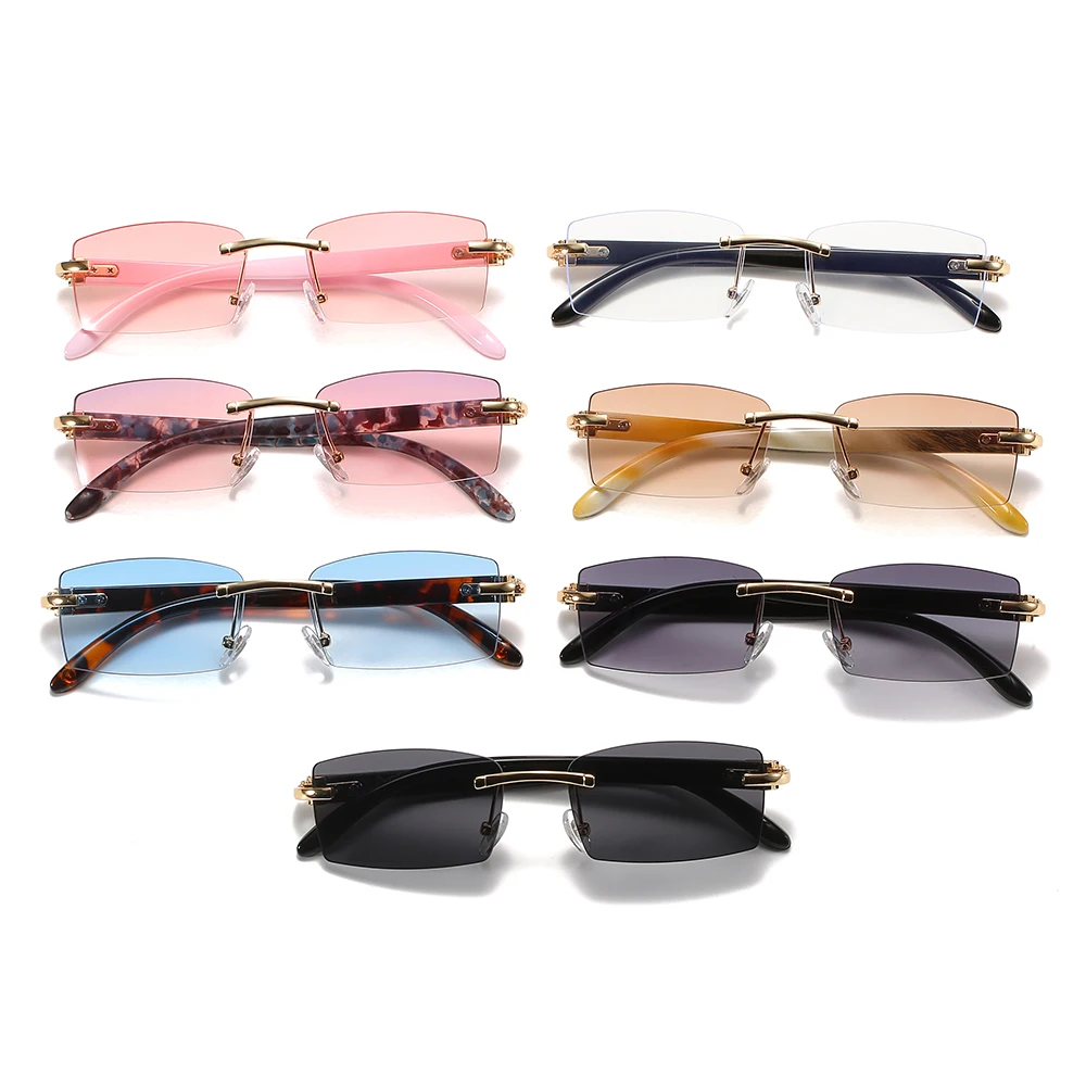 Trendy Eyewear UV400 Rimless Rectangle Sunglasses Driving Sun Glasses Punk Sunglasses Fashion Shades