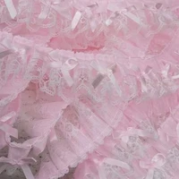 1 Yard Pink Bow Embroidery Lace Fabric Trim DIY Clothing Decoration Accessory 5CM Wide 3