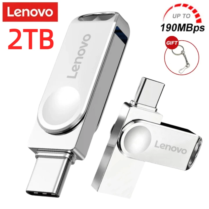 Lenovo-disco U de Metal de 2TB, pendrive portátil de alta velocidad, interfaz USB 3,0 tipo C, resistente al agua, 1TB, 512GB