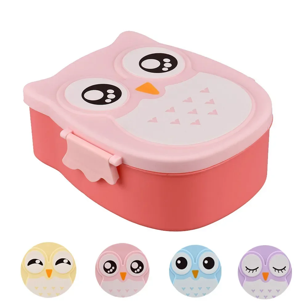 Portable Owl Lunch Box Cartoon Microwave Food-Safe Plastic Food Picnic Container Box For Children Kids School Office Bento Box