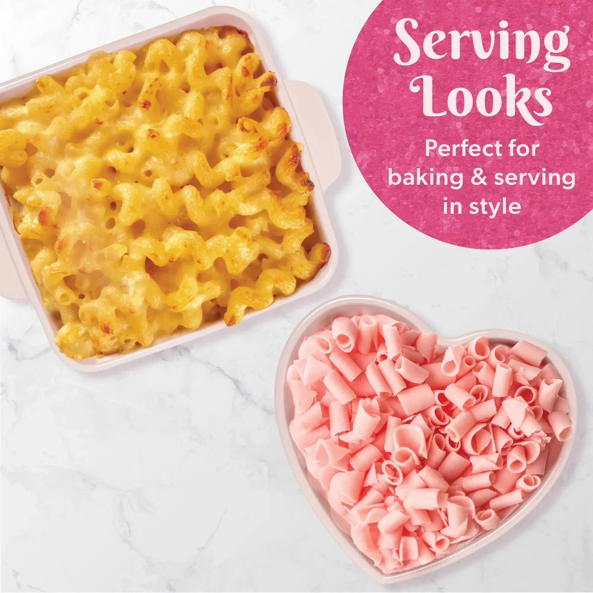 

Керамический набор для выпечки из двух предметов, квадратный и в форме сердца, набор для выпечки керамогранита, розовый