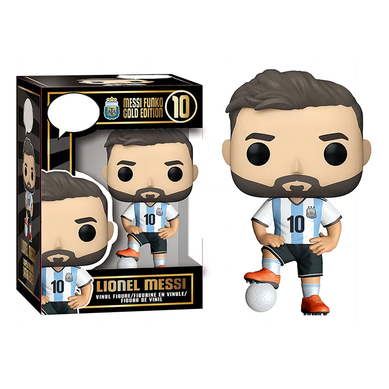 Nueva Figura Funko POP de Messi Edición Oro Negro, Figura Coleccionable del Jugador de Fútbol con la Camiseta de la Selección Argentina Edición Trofeo de la Copa Mundial
