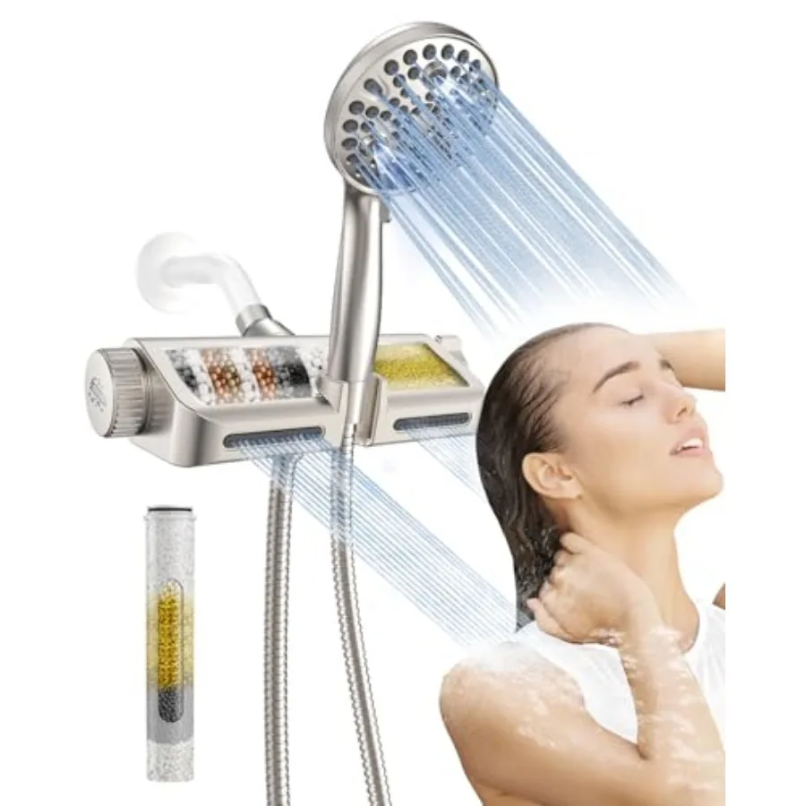 

Filtered Shower Head with Handheld Combo - Dual 2-in-1 Spa System with Massage Shower Head and 10 Modes Hand Held Showerhead Hi