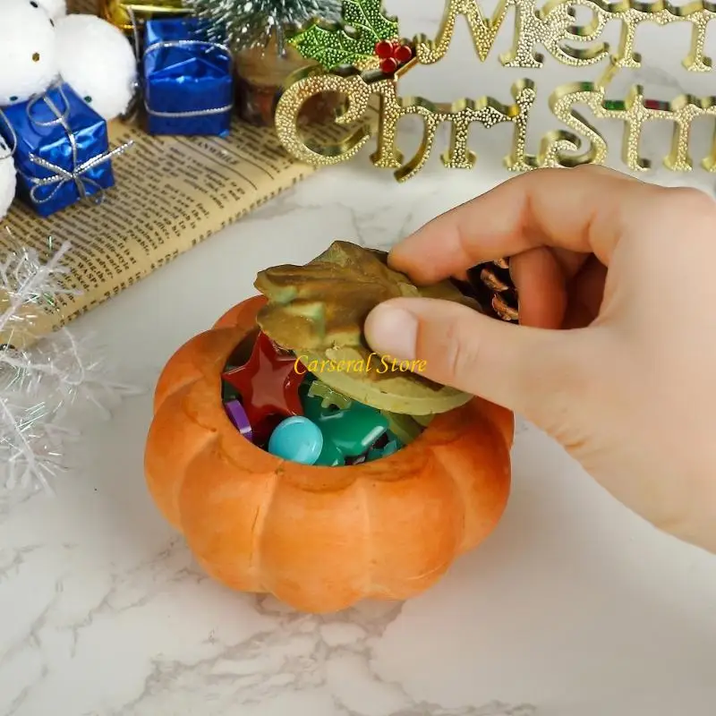 

M4YF Silicone Mold for Creating Pumpkin Themed Decoration Jewelry Container Crafting Mold Storage Box Mould with Lid