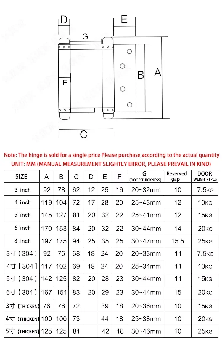 2PCS Fence Gate Stainless Steel Self Closing  Hinge  Adjustable Tension Double Action Swing Wooden Door Spring