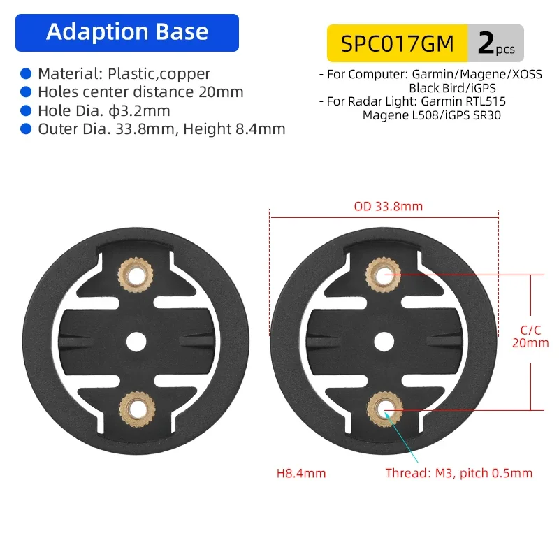 2 teil/satz Computer Mount Basis für Garmin/Magene/Bryton/Wahoo Passt Radar RTL515/Magane L508 /Bryton R300L Zyklus Ersatz Einsätze
