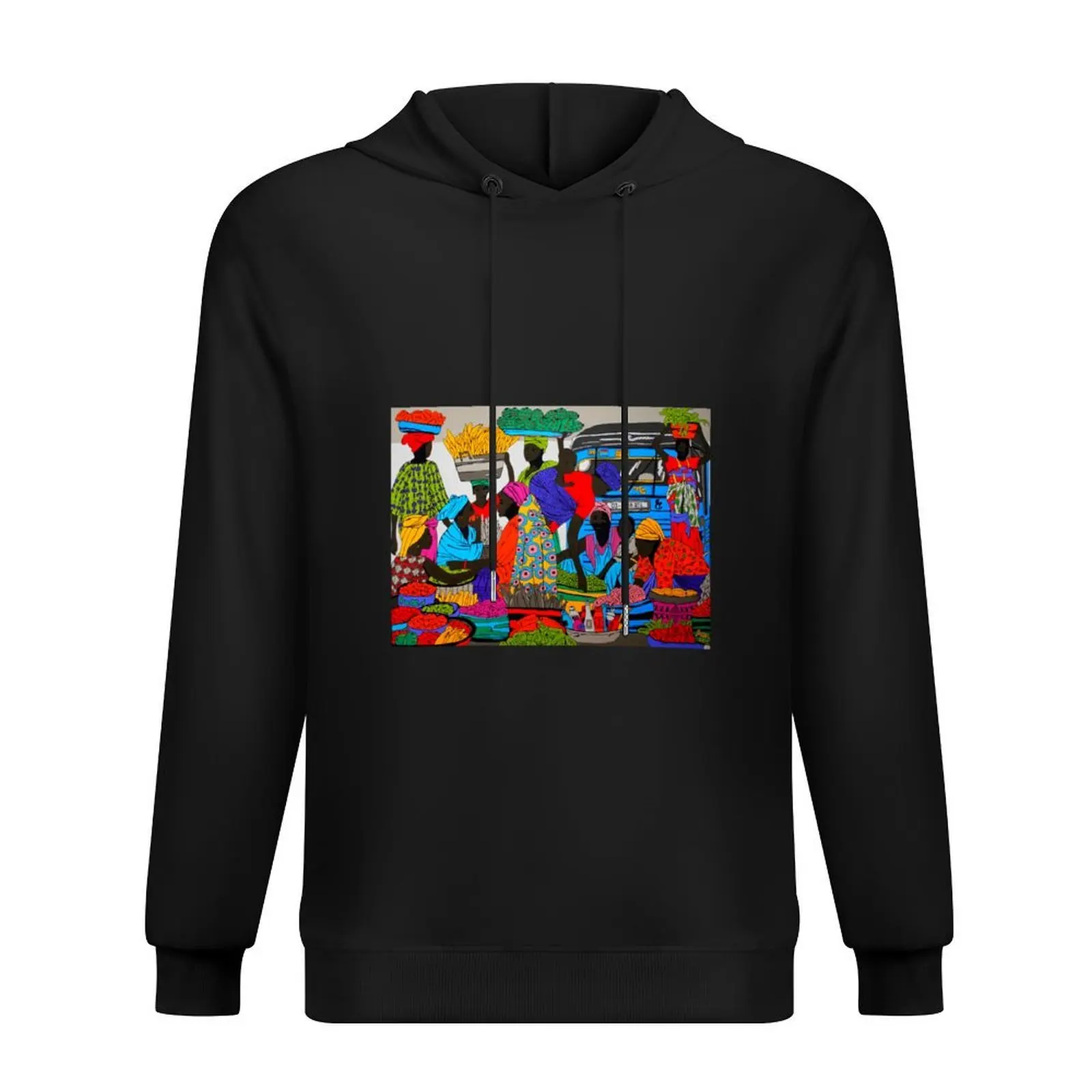 

African marketplace 2 Hoodie mens clothes autumn clothes winter clothes japanese style hoodie streetwear