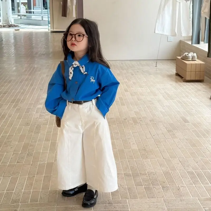 

Детская одежда, новый стиль, комплект из рубашки и брюк для девочек, хлопковый комплект для малышей, повседневная одежда, корейская мода, осенняя коллекция, милый дизайн