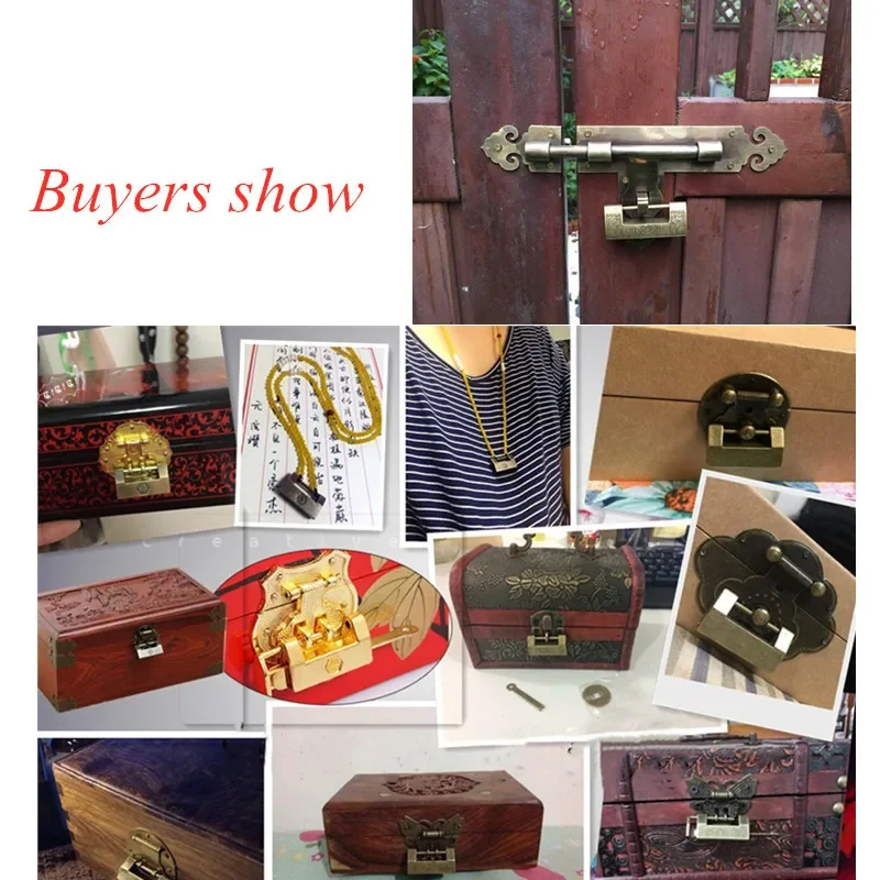 Antique lock chinese Retro Vintage Gold bronze keyed padlock Password combination locking for door wooden Jewelry box luggage