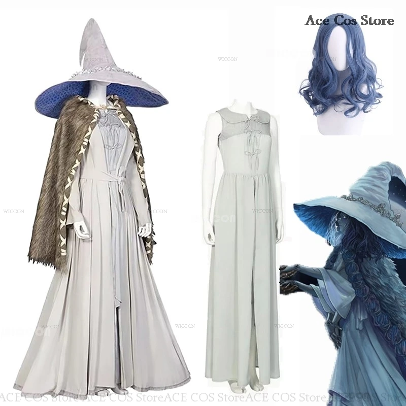 Game Witch Cosplay Costume Wig Ranni Cosplay Costume Witches Dress Robe Magic Hat Renna Cape Cloak Role Play Halloween Women