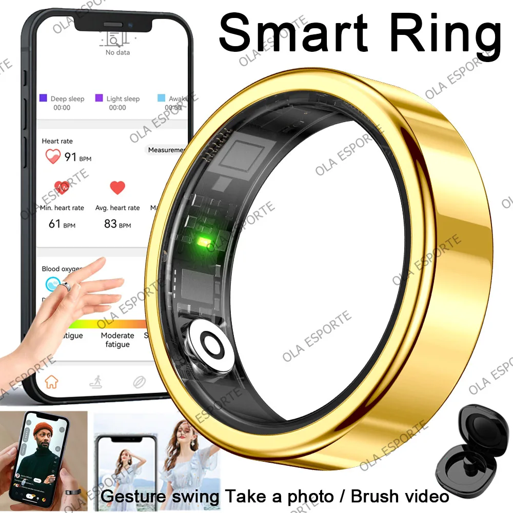 R10 Gesture Swing Smart Ring met oplaaddock Mannen Vrouwen Gezondheid Slaap Hartslagmeting 5ATM Waterdicht Multi-sportmodus