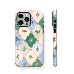 Checkered Flower Illustration Colors Case for IPhone 16 15 14 13 Pro Max 12 Mini 11 Pro X XS XR Plus SE Protective Hard PC Cover