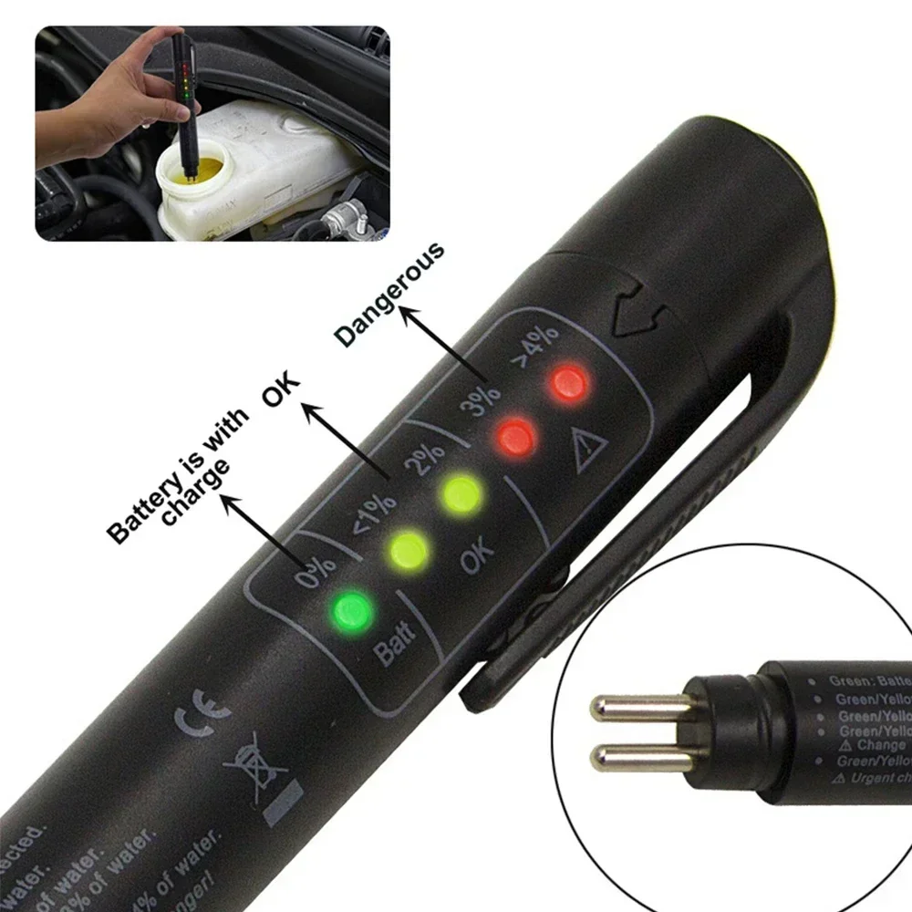 Brake Fluid Tester Pen 5 LED Indicator Display for DOT3/DOT4 eElectronic Pen Brake Fluid Oil Tester Digital Auto Testing Tool