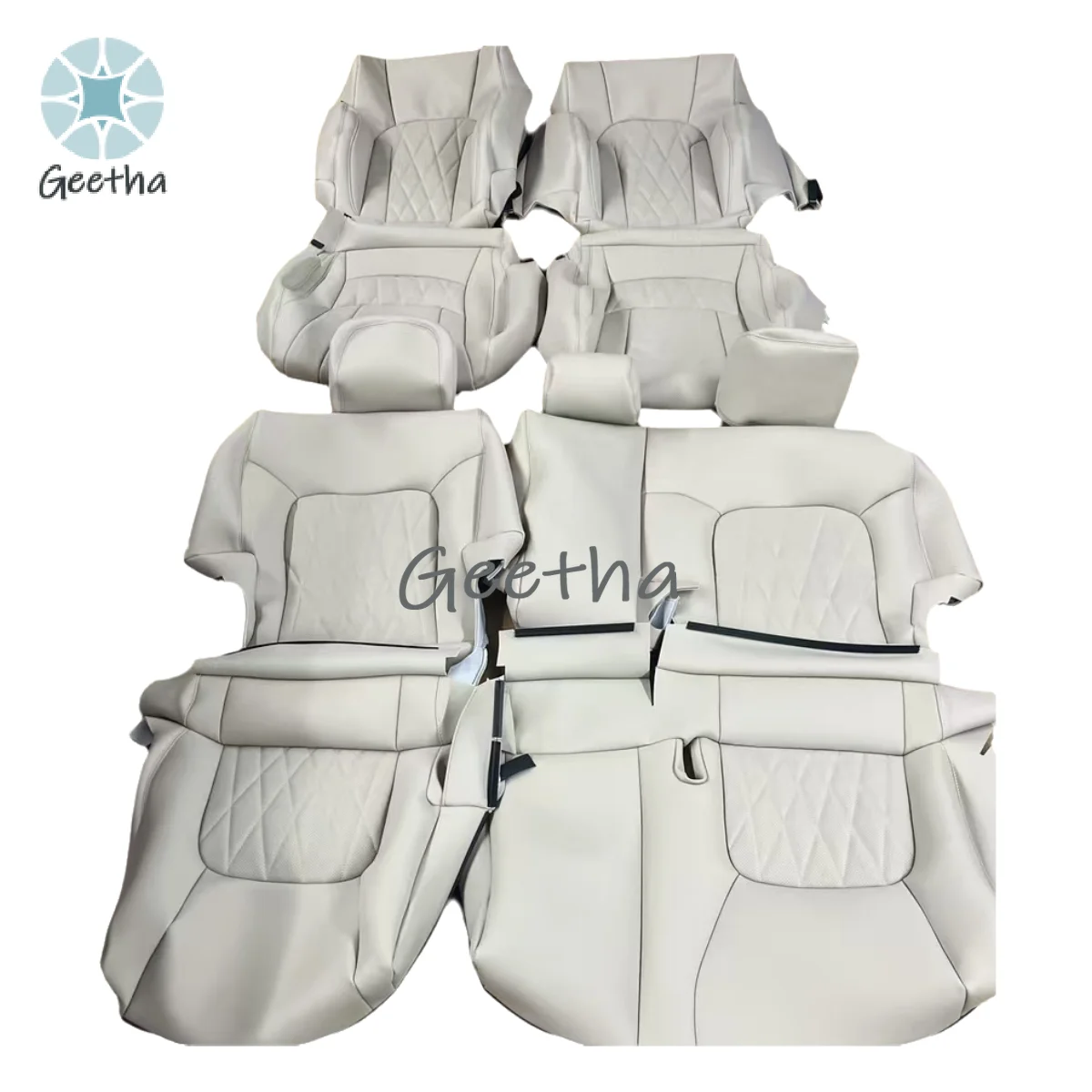 Fundas de Asiento de Coche de Cuero PU de Alta Calidad con Diseño de Diamantes Originales, Hechas a Medida para Toyota Land Cruiser 200 2016 2021 GX/GXR