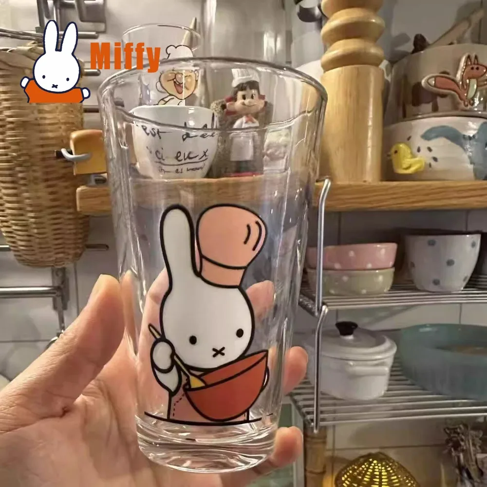 Kawaii Miffy Glasbecher Niedlicher Hasen-Tumbler Kaffee-Milch-Tasse Hitzebeständige Cartoon-Küchen-Frühstücks-Saft-Tee-Geschenktasse