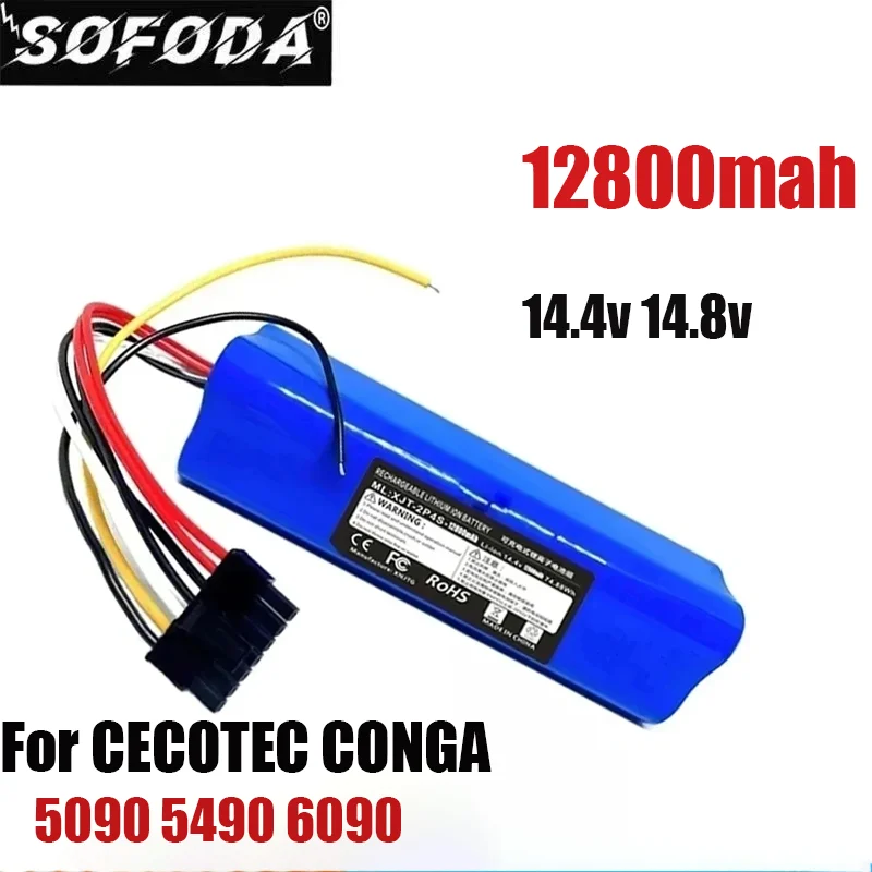 

INR18650 MH1-4S2P-300S Bateria Robô para Cecotec Conga 5090 5490 6090 Aspirador robótico, 14.8V, 6800mAh, INR18650, Novo