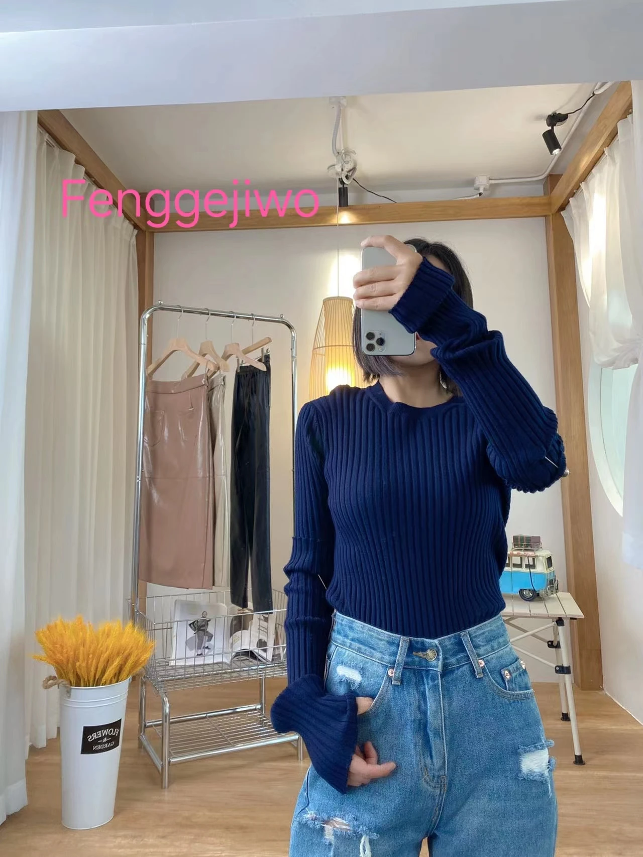 Fenggejiwo wool base sweater fabric with elastic sleeves that can be disassembled, short and long sleeves can be switched freely