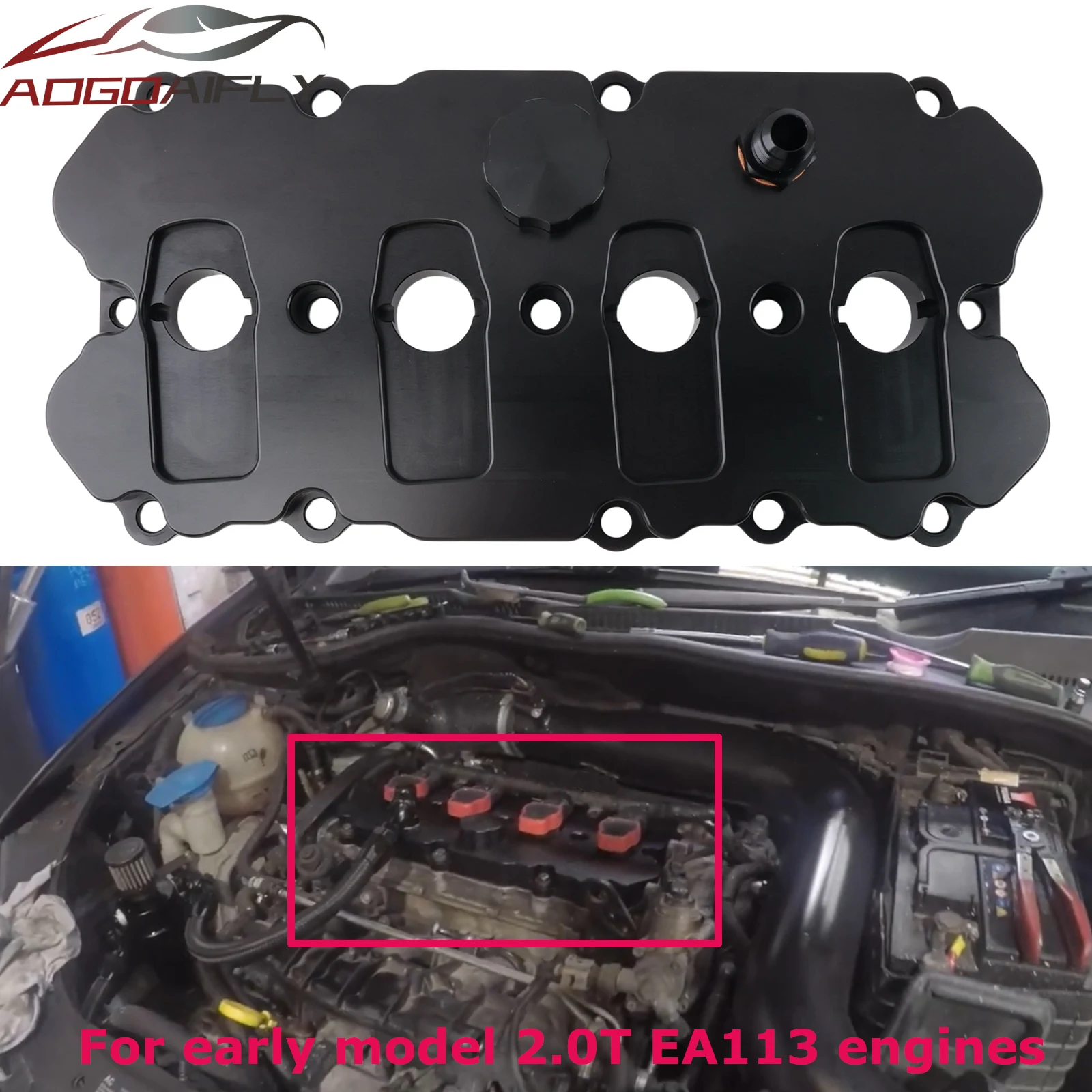 Factory Supply EA113 Billet Valve Cover for VW GTI(MK5) Golf R (MK6) for Audi A3 S3 A4 A6 TT TTS 2.0 TFSI Engines