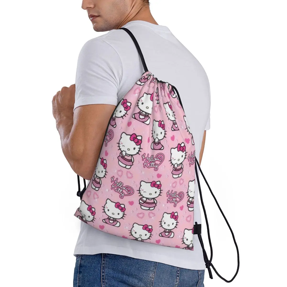 Sac à dos Hello Kitty Proximity Wstring, sac de rangement de voyage, sac fourre-tout de plage GT pour adolescents, sac à chaussures de sport scolaire, sac portable