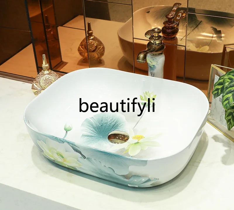 Lotus wash basin on the stage Single basin Ceramic