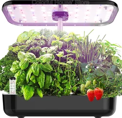 Hydroponics Growing System 12 Pods Indoor Herb Garden Starter Kit with LED Grow Light Smart Germination Kit Garden Planter