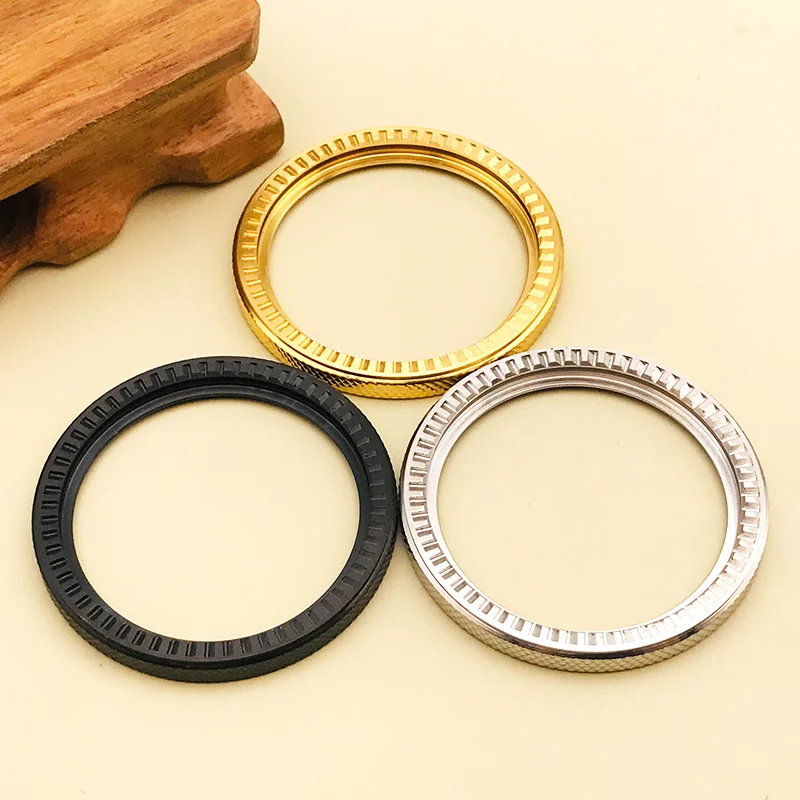 Knurled SKX007 Steel Bezel Ring Fit Seiko SKX007 SRPD Watch Cases SKX Rotating bezel Ring With 38mm steel bezel insert parts