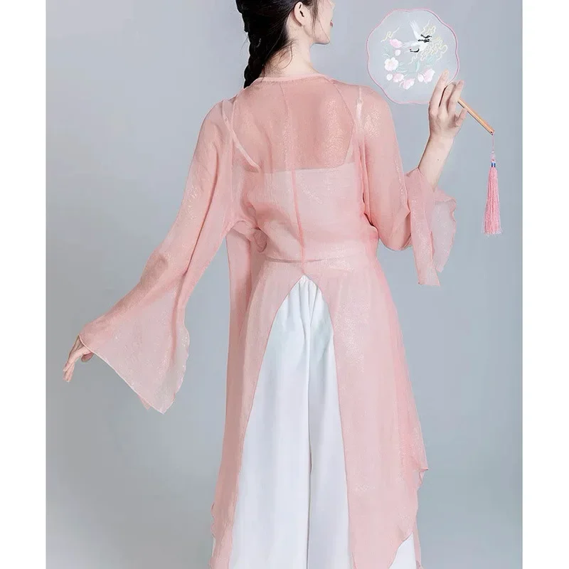 Chinese ancient style new white snake dance clothes elegant gauze clothes classical dance  stage clothes rhyme