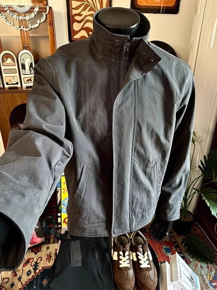 

Мужская куртка с жестким воротником-стойкой American Sle, осенне-зимняя уличная одежда, повседневная верхняя одежда, длинная одежда из полиэфирного волокна...