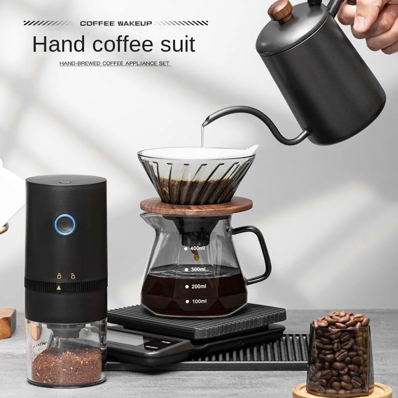 Coffee Hand Brewed Coffee Pot Set Gift Box Glass Filter Cup Sharing Pot Electronic Scale Bean Grinder  Hand-brewed Coffee Set