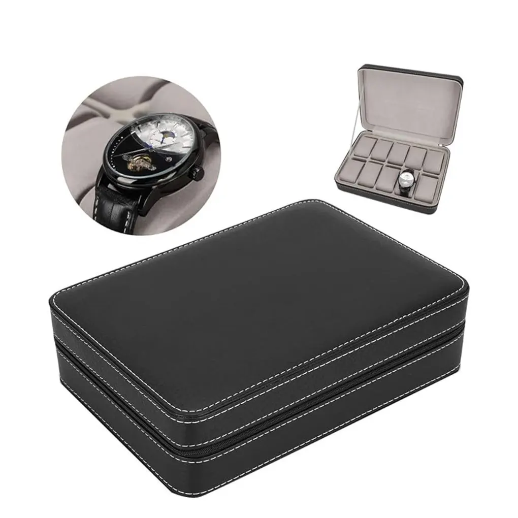 New Watch Suitcase Lightweight And Portable Premium PU Wide Range Of Uses Portable Zipper Watch Case