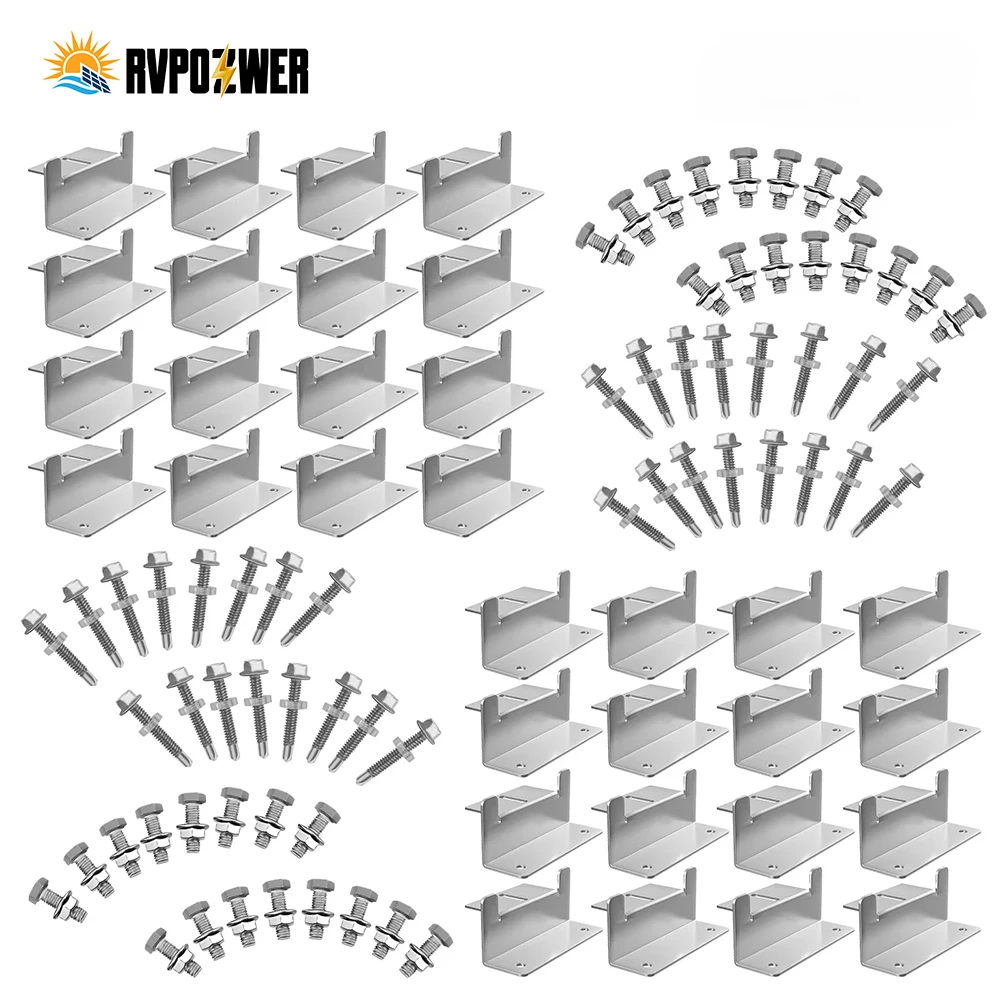 RVPOZWER 32/ 16  PCs  Solar Panel Mounting Z Brackets Lightweight Aluminum Corrosion-Free Construction for Roof Off-Grid RV Boat