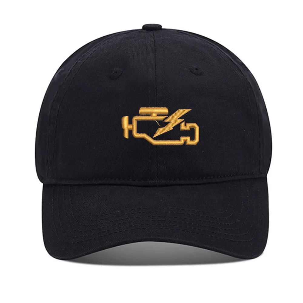 Lyprerazy Baseball Caps Check Engine Light Unisex Embroidery Baseball Cap Washed Cotton Embroidered Adjustable Cap