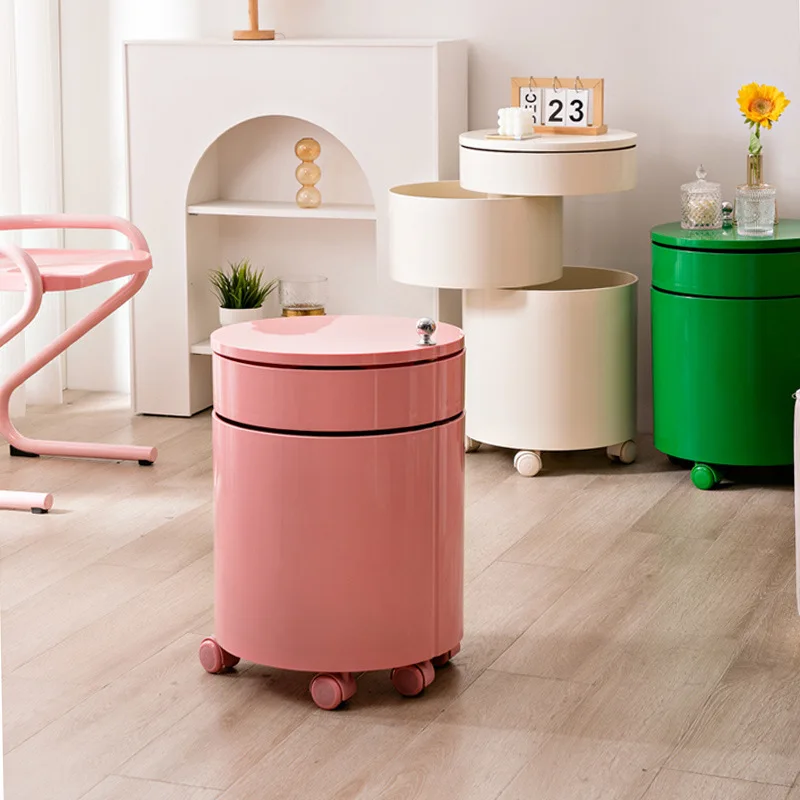 Creative Rotating Storage Cabinet Bedside Cabinet, Multiple Colors Optional, Simple Living Room Movable Trolley Side Cabinet