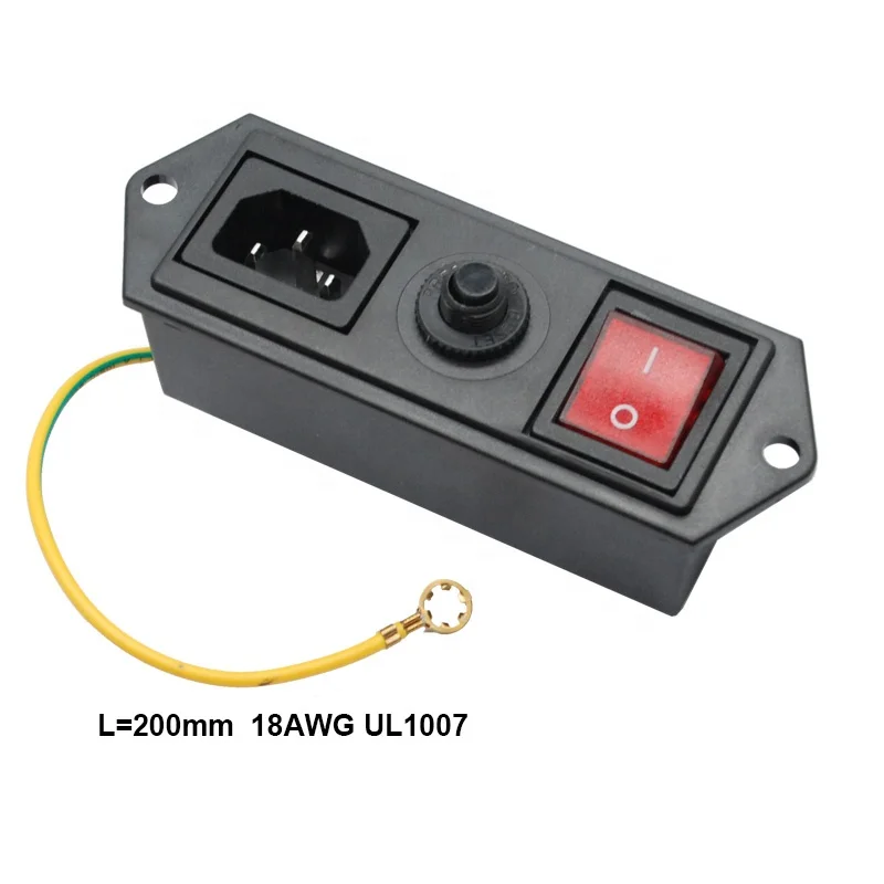 IEC 320 C14 Socket 4pin Red Lamp Rocker Switch 10A Circuit Breaker PDU POWER TRIP