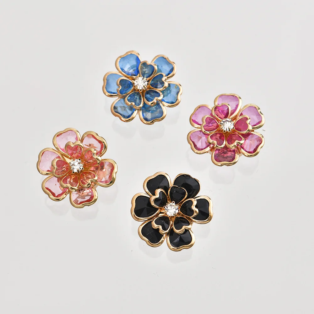 Elegant Camellia Button Cover Cufflinks Acrylic Button Cover Cufflinks for Blouses Tuxedo Shirt Dress Wedding Formal Accessories