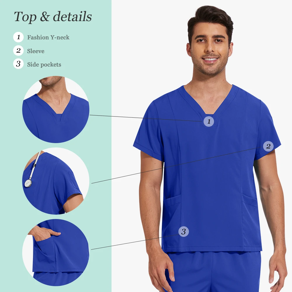 Scrub medico Donna Uomo Unisex Manica corta Abbigliamento da lavoro Uniformi chirurgiche ospedaliere Pantaloni infermieristici Set Uniforme SPA di bellezza sanitaria
